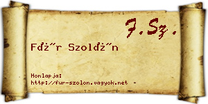 Für Szolón névjegykártya